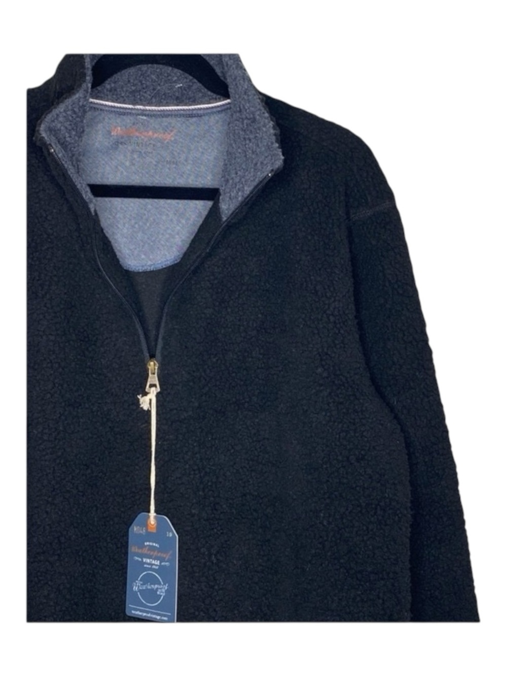 new Weatherproof ๐ Vegan Sherpa 1/4 Zip Pullover Sweatee Sweatshirt ๐ Black - Picture 10 of 16